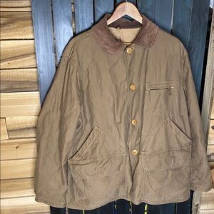 Vintage 50s American Field Brown hunting Jacket Corduroy Collar XL talon zippers